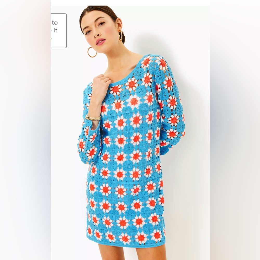 Lilly Pulitzer Blue and Orange Floral Dress